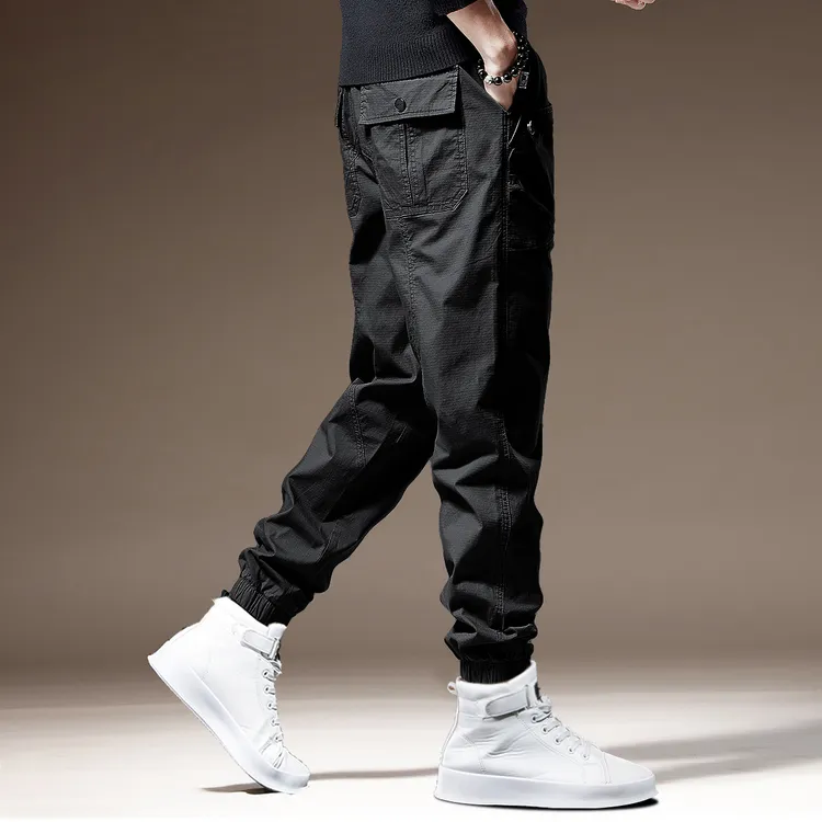 高端工装裤男士夏季薄款休闲裤美式潮牌宽松运动裤束脚百搭裤子