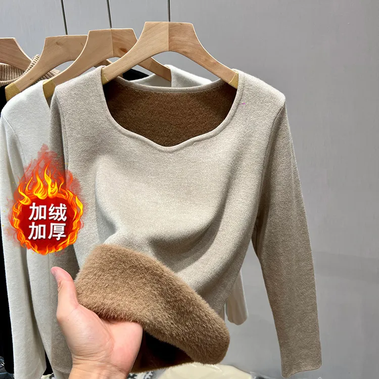 【加绒孕妇毛衣】加厚V领针织衫内搭保暖一体绒秋冬洋气打底衫韩版