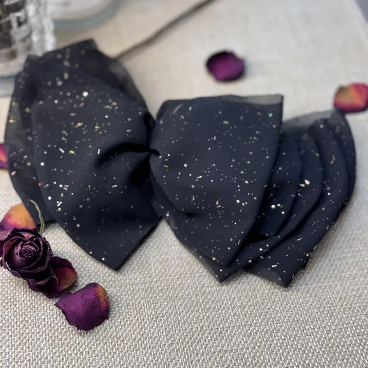 韩国Eunoia Nero【蝴蝶结星空弹簧夹】7011