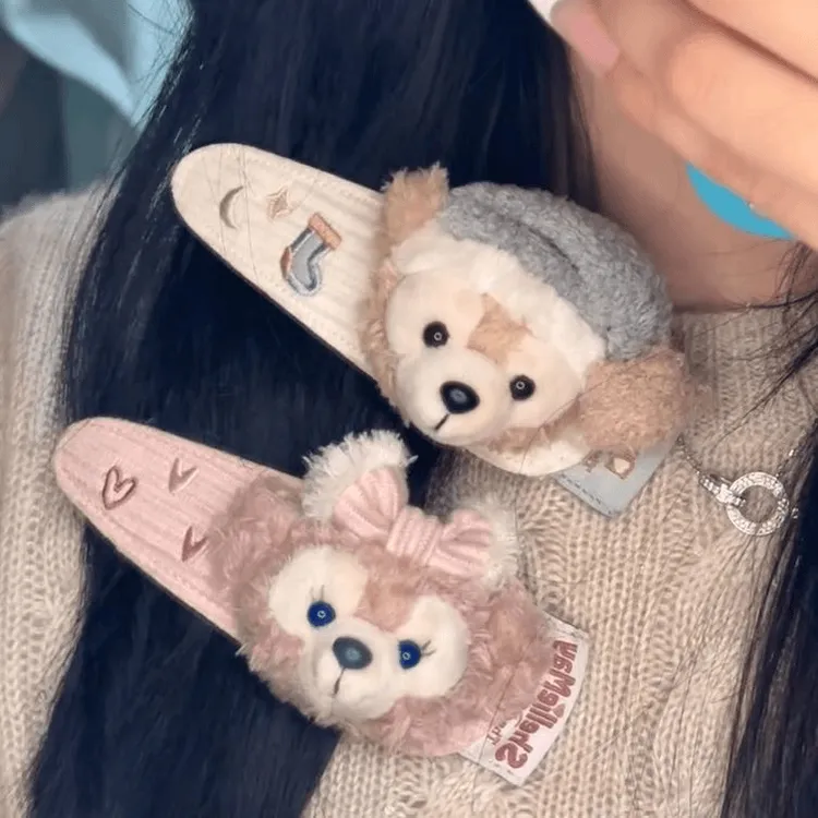 懒懒雪莉玫达菲熊发夹毛绒可爱卡通公仔玩偶发饰一字夹韩系少女心