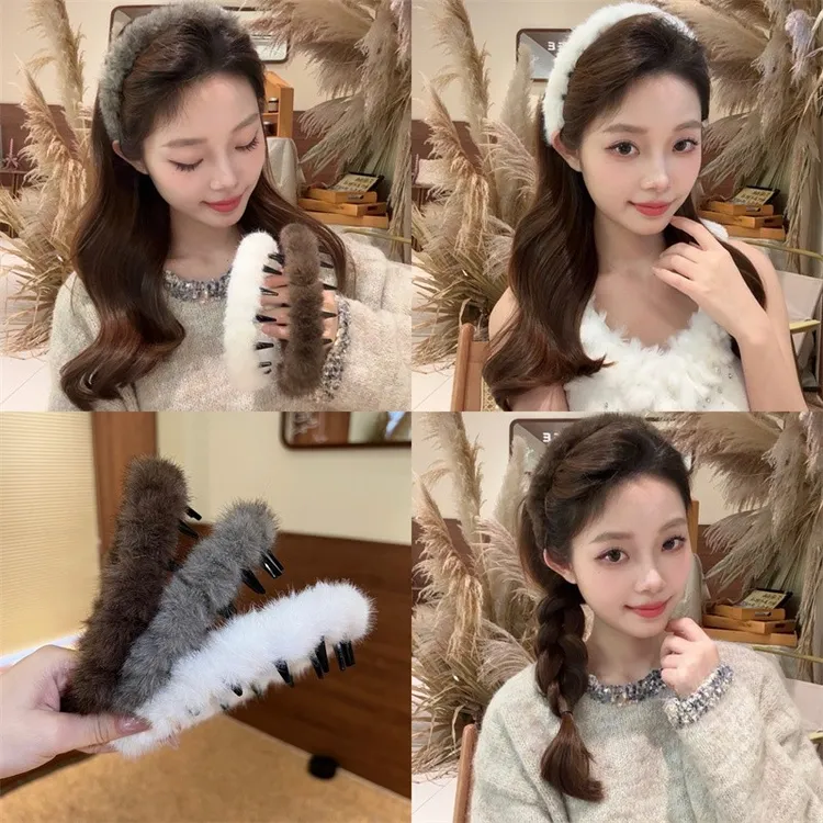 秋冬加厚毛绒波浪发箍蓬松纹理感发卡高级感时尚洋气头箍