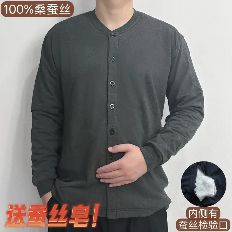 冬季中老年桑蚕丝男棉袄手工保暖棉衣加厚防寒棉服爸爸装长袖大码