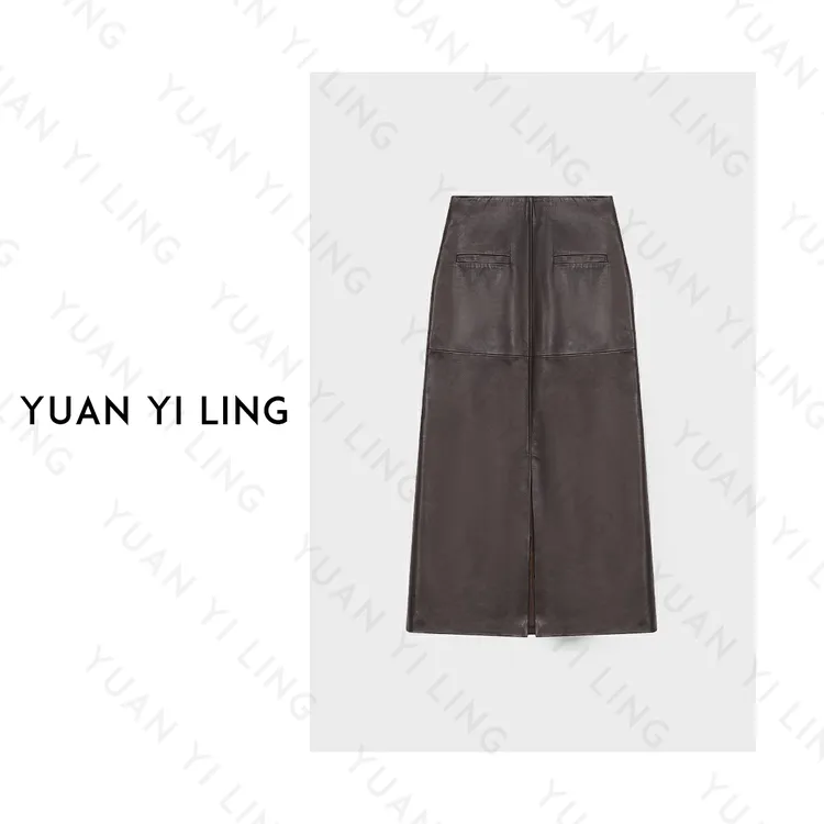袁艺灵【博主精选】绵羊皮重工设计气质百搭休闲女直筒半身裙