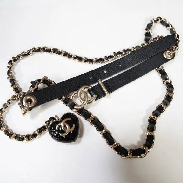 Chanel 爱心吊坠皮穿腰带75