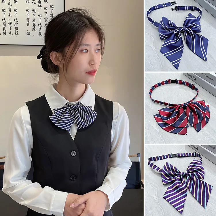 纪简韵职业领花女空姐银行邮政工装衬衣领结酒店免打系带蝴蝶