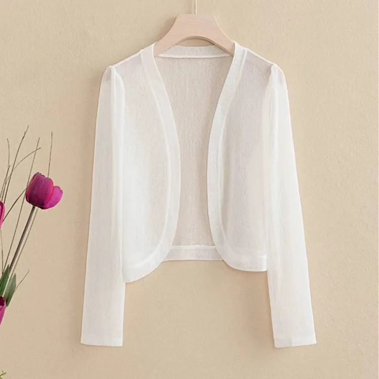 （送运费险）秋款针织防晒冰丝网纱开衫女款短外套薄披肩空调衫