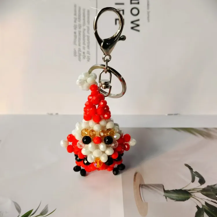 DIY手工串珠迷你琉璃珠珠子串珠挂件珠串水晶圣诞老人小大头挂件