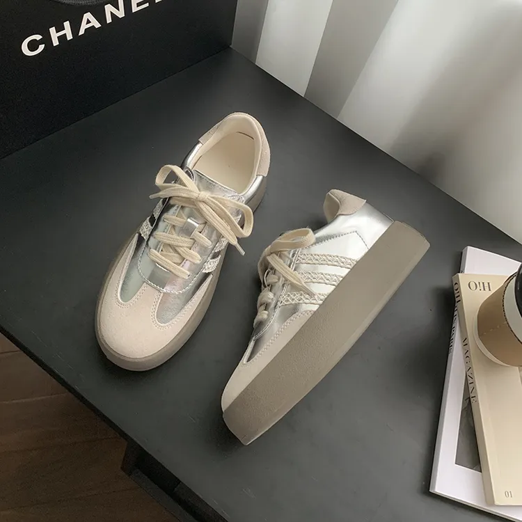 7cm内增高复古芭蕾德训鞋女2024新款厚底百搭时尚秋季休闲鞋板鞋