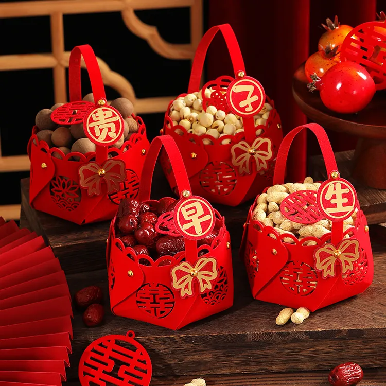 早生贵子干果提篮摆件订婚婚房干果压床装饰布置仪式婚庆用品大全