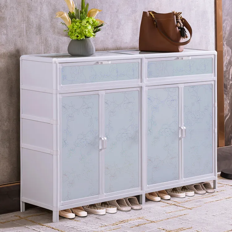 鞋柜家用铝合金防尘门口有门鞋架多层简易大容量室外楼道收纳神器