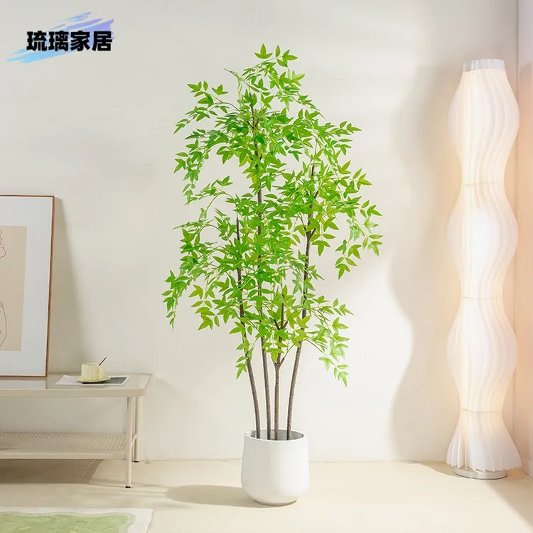 南天竹仿真绿植点缀客厅造景高级感落地百搭装饰盆栽大型制作假树