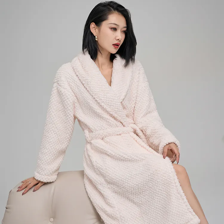 毛绒睡衣女秋冬季2024新款珊瑚绒加厚加绒中长款睡袍浴袍爆款晨袍