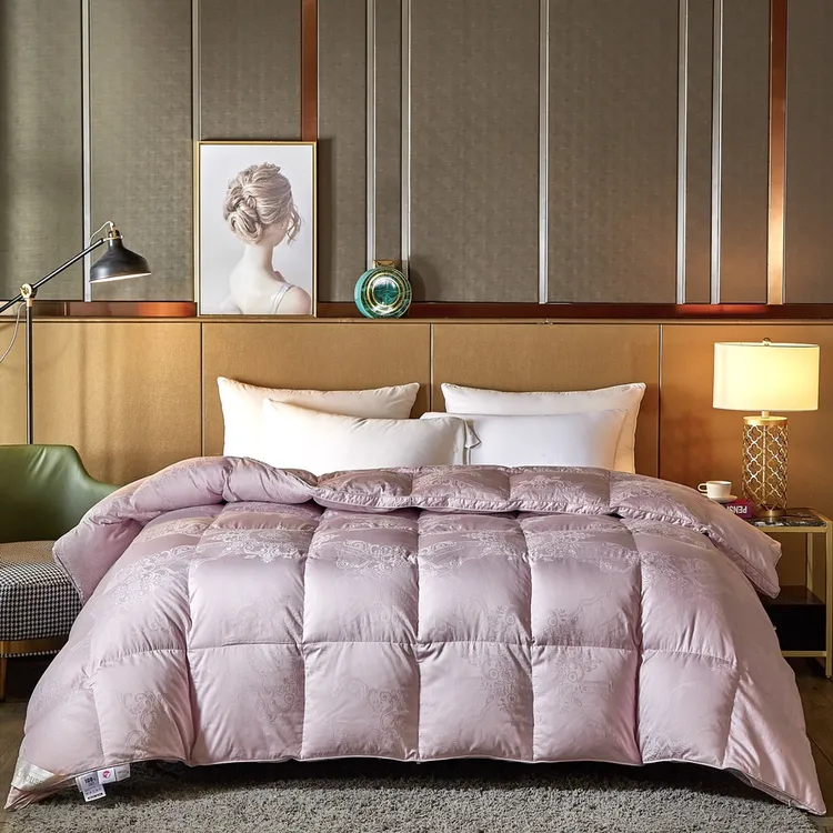 全棉大提花鹅绒被95白鹅绒冬被双层立体羽绒被春秋被子被芯