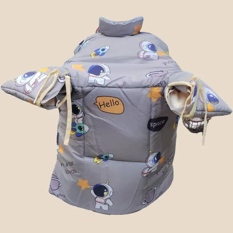 双面防水挡风被收拢牛角扣护脖款防水记忆布加绒加厚加大