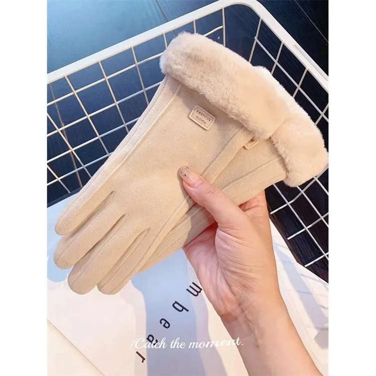 手套女士冬天加绒加厚新款学生骑行防寒开电动车冬季触屏保暖手套