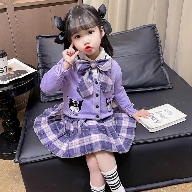 女童秋装库洛米JK裙2025新款儿童洋气学院风套装女孩春秋款百褶裙