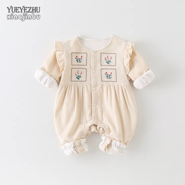 韩系婴儿秋装女宝宝衣服秋款公主洋气长袖哈衣婴幼儿春秋款连体衣