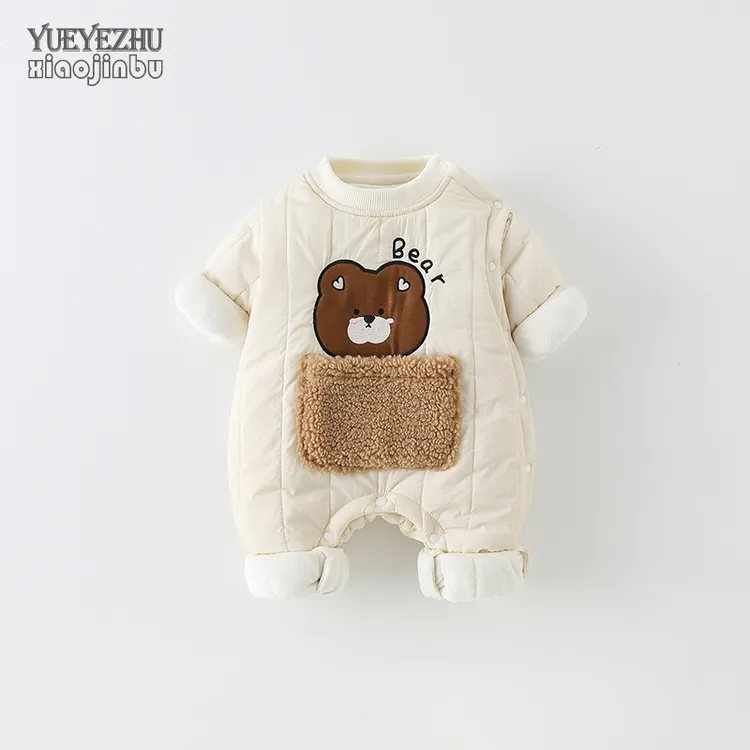 秋冬婴儿衣服加棉薄棉男女宝宝连体衣深秋韩版可爱哈衣爬服新生儿