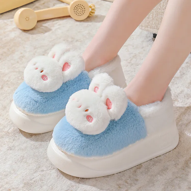 厚底棉拖鞋女包跟居家卡通可爱毛绒拖鞋冬季保暖防滑月子棉鞋外穿