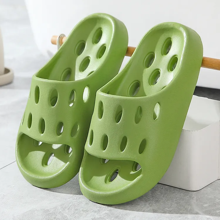 浴室拖鞋女夏厚底室内家用洞洞漏水速干情侣凉拖鞋男洗澡防滑夏天