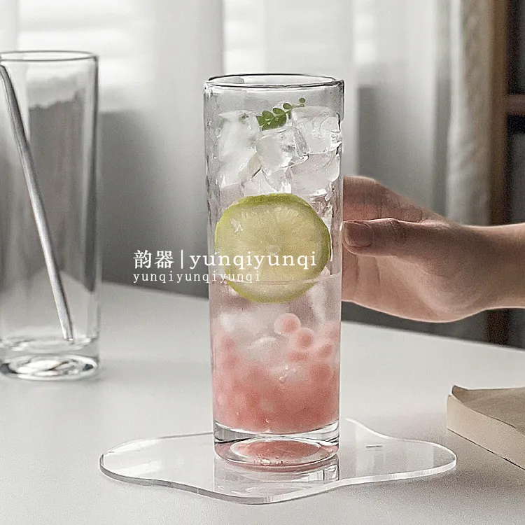韵器*简约ins风直身圆筒杯直身果汁杯家用小众玻璃水杯冷饮果汁杯