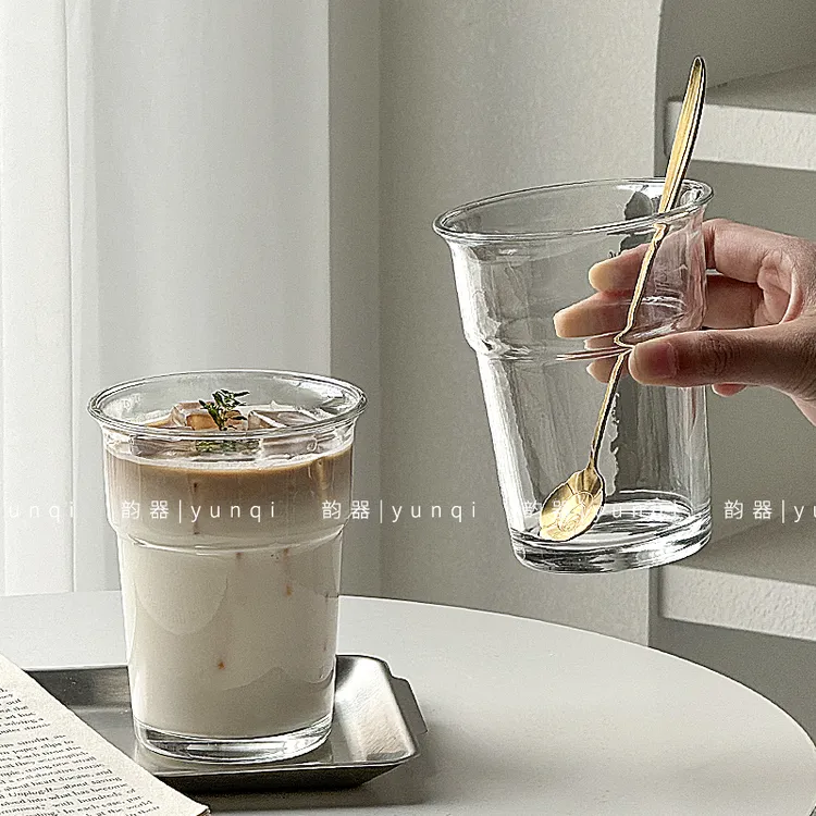 韵器ins风玻璃大容量美式咖啡杯台阶反口杯喝水杯简约牛奶奶茶杯