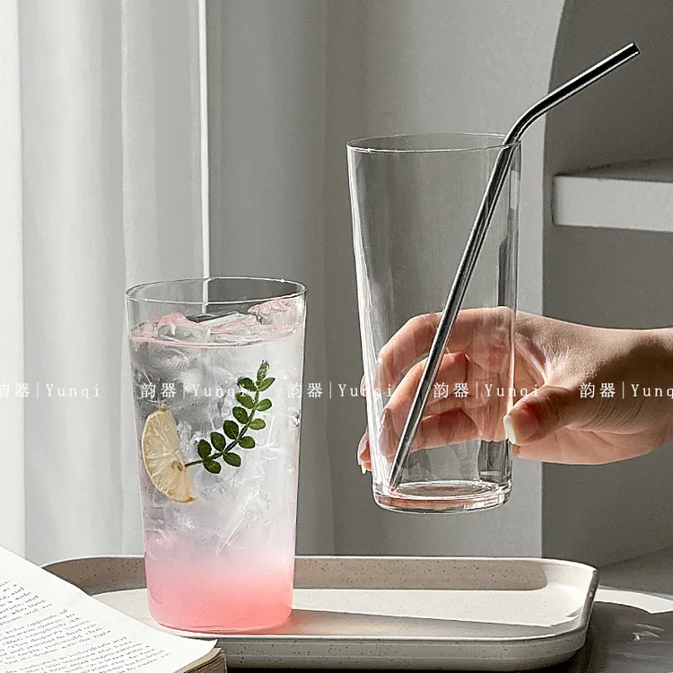 韵器ins风玻璃杯超薄斜身杯高颜值冷饮果汁咖啡日式简约气泡水杯