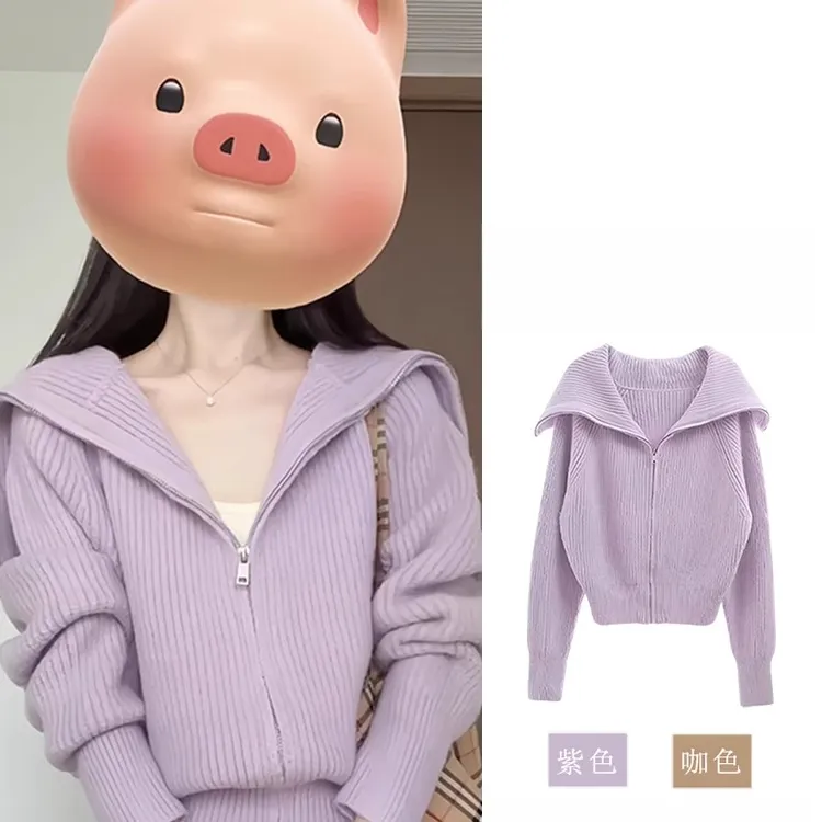 海军领针织开衫毛衣外套女春秋季2025新款爆款时尚洋气韩系慵懒风