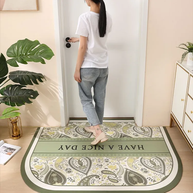 法式复古进门地垫皮革剪裁防滑入户门垫家用门厅门口可擦免洗脚垫