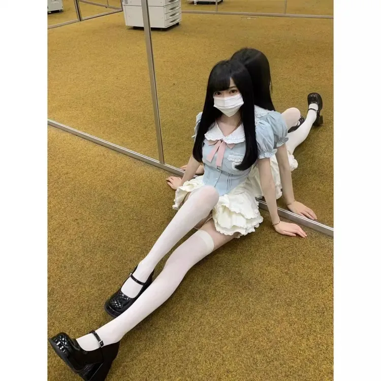 甜妹可爱纯欲学院风套装少女夏季日系小众辣妹小个子蛋糕裙两件套