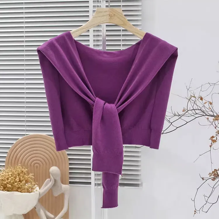 2023秋冬新款针织小披肩女纯色护颈搭肩坎肩外搭配裙子网红假领子