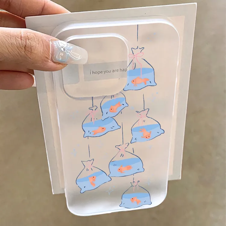 雅天立ins风袋装金鱼适用iPhone15promax苹果13/14磨砂11手机壳12