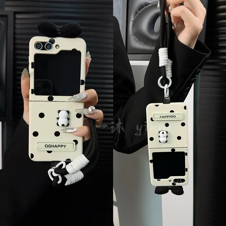 适用三星zflip5手机壳新款galaxy套zflip5波点可爱蝴蝶结公仔女款