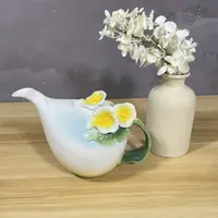 陶瓷中式高档浮雕手工手绘百合花咖啡壶茶壶水壶
