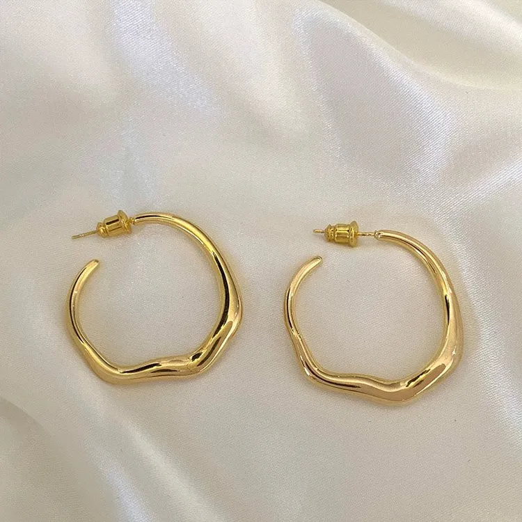 合金耳饰 欧美个性不规则大圆圈耳环女小众设计高级感几何耳饰