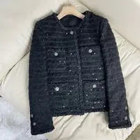 【黑羽鹅绒】鹅绒黑色小香风外套 70366