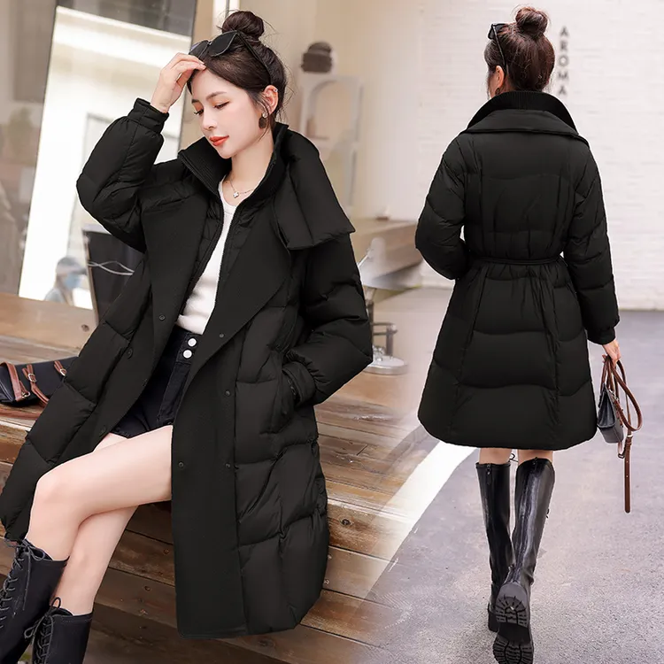 女装大码女棉衣显瘦时尚连帽宽松中长款保暖保暖加厚收腰过膝冬季