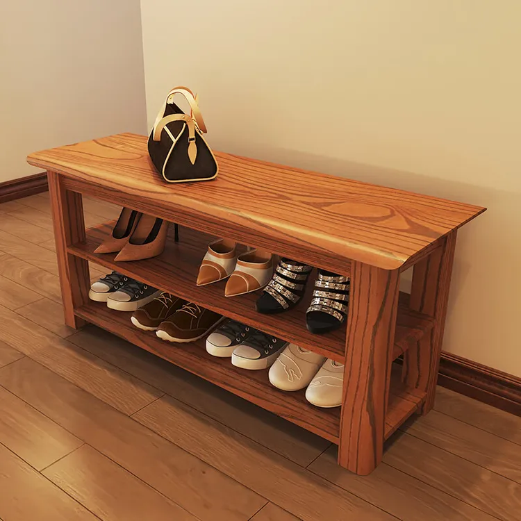 千花红椿木入玄关口家用可坐鞋柜实木带柜换鞋凳坐凳收纳一体鞋架
