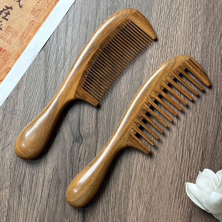 绿檀榫卯木梳女士长发专用蓬松护发