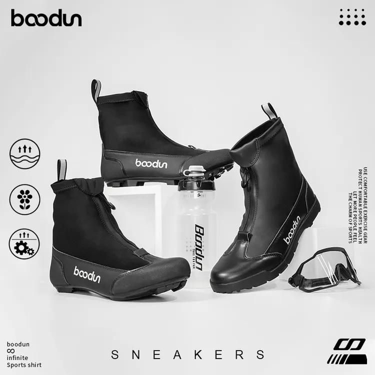 Boodun冬季高帮骑行鞋防风防泼水防寒加绒保暖锁鞋自行车装备男女