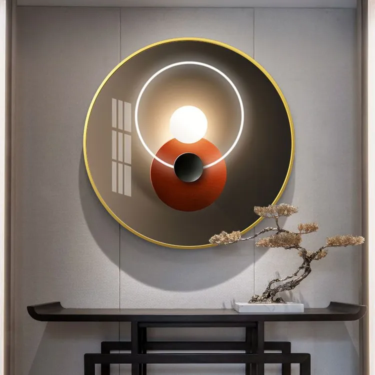 圆形玄关装饰画客厅轻奢沙发背景墙壁画餐厅画现代简约走廊艺术画