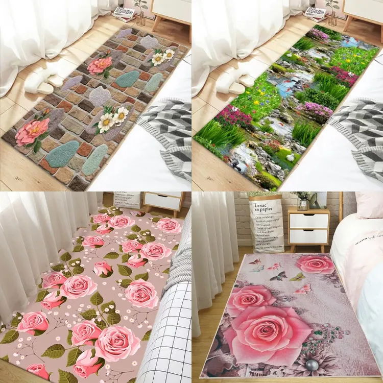 家用田园玄关过道长条地毯客厅茶几垫网红卧室床毯阳台地垫脚垫