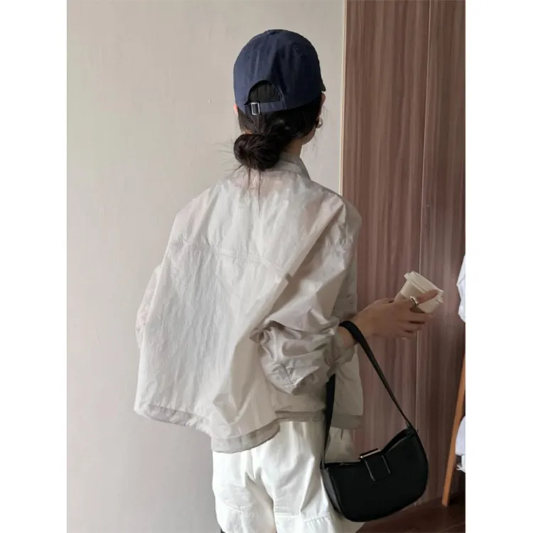 时尚圆领短款薄外套女2025春秋新款爆款气质宽松休闲百搭防晒上衣
