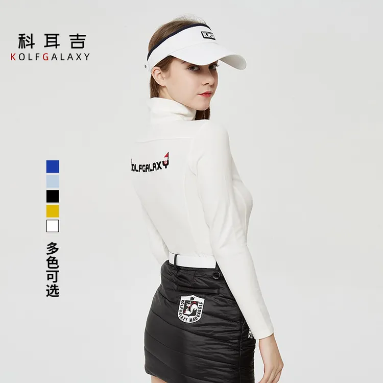 科耳吉 高尔夫女装长袖加绒修身立领弹力保暖秋冬户外运网球打底