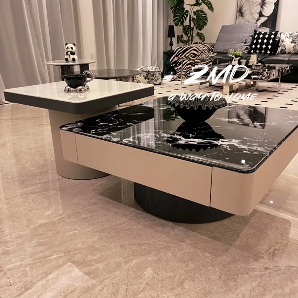 【筑梦岛】意式极简大理石茶几客厅方形组合大牌款实用中小户型茶几