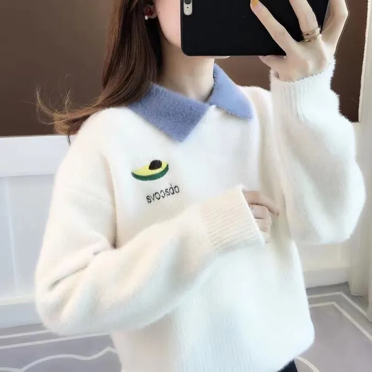 柔软舒适初高中生毛衣女2025秋冬季新款雪尼尔毛衣宽松打底针织衫