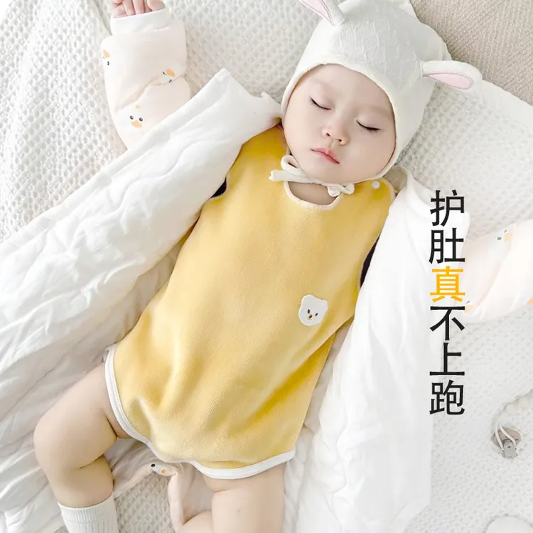 婴儿加绒背心包屁衣秋冬新生儿护肚小背心内穿加厚保暖马甲宝宝