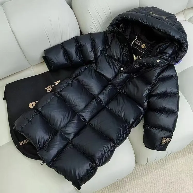 新品巴拉巴拉儿童长款加厚黑金自发热羽绒服保暖亲子外套过膝加长