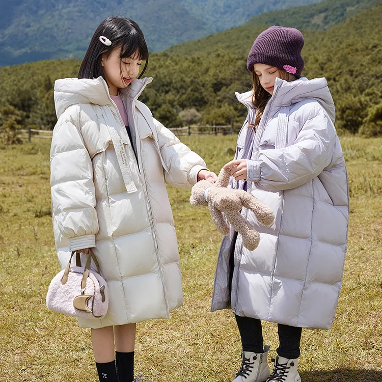 巴拉巴拉云朵女童羽绒服新款2025儿童冬季加厚长款过膝白鸭绒休闲