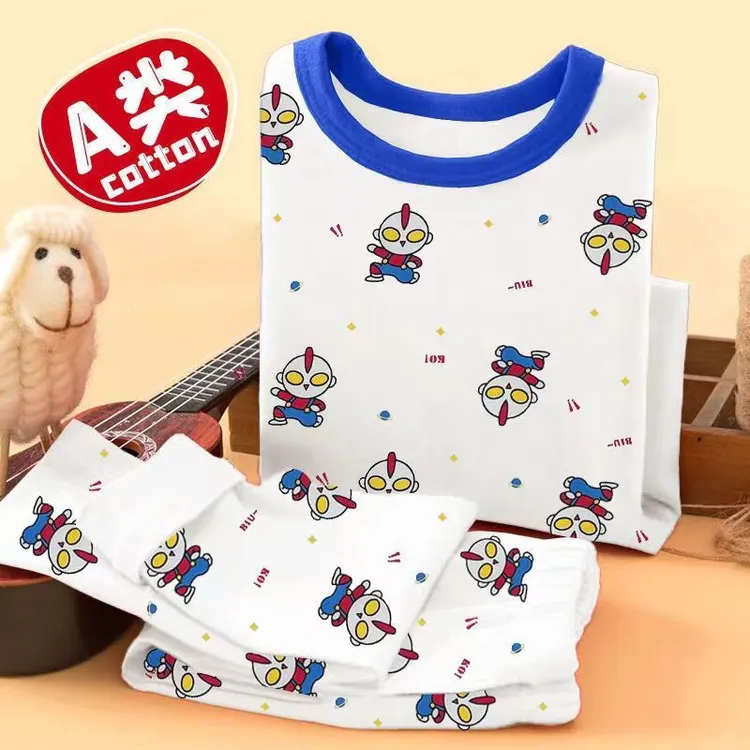 宝宝秋衣秋裤纯棉a类春秋款卡通儿童内衣套装奥特曼线衣线裤薄款